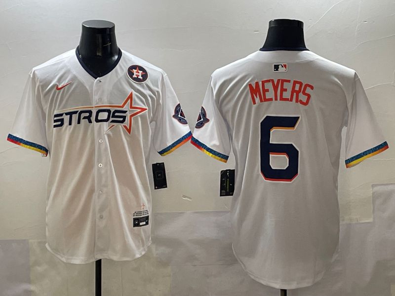 Men Houston Astros #6 Meyers White Four generations Joint Name 2025 Nike MLB Jersey style 10